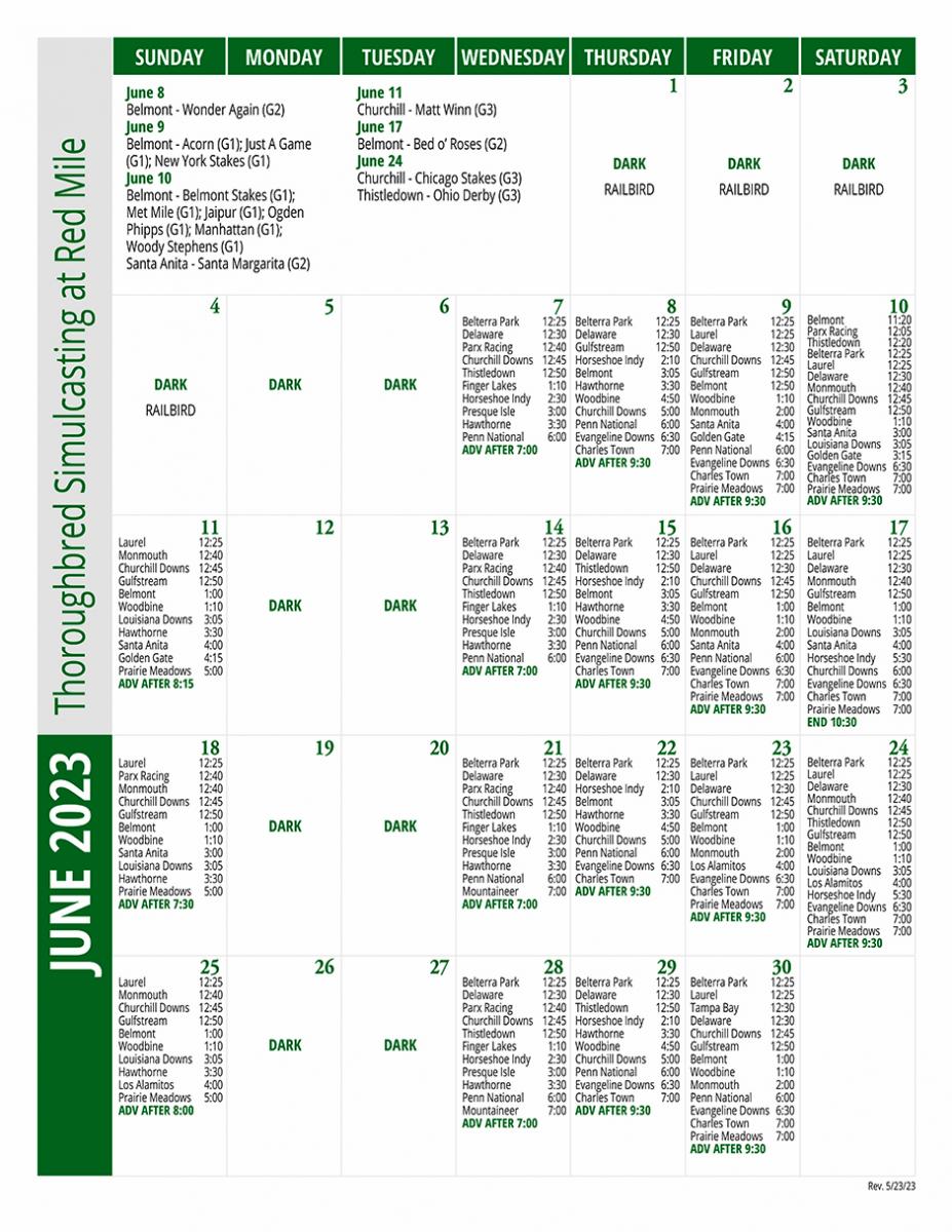 Thoroughbred Schedule Red Mile Racing